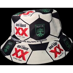 Austin FC Dos Equis Soccer Ball Bucket Hat White Black Green XX Beer Promo